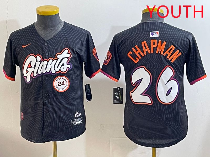 Youth San Francisco Giants 26 Chapman Black Joint Name 2025 Nike MLB Jersey style 11